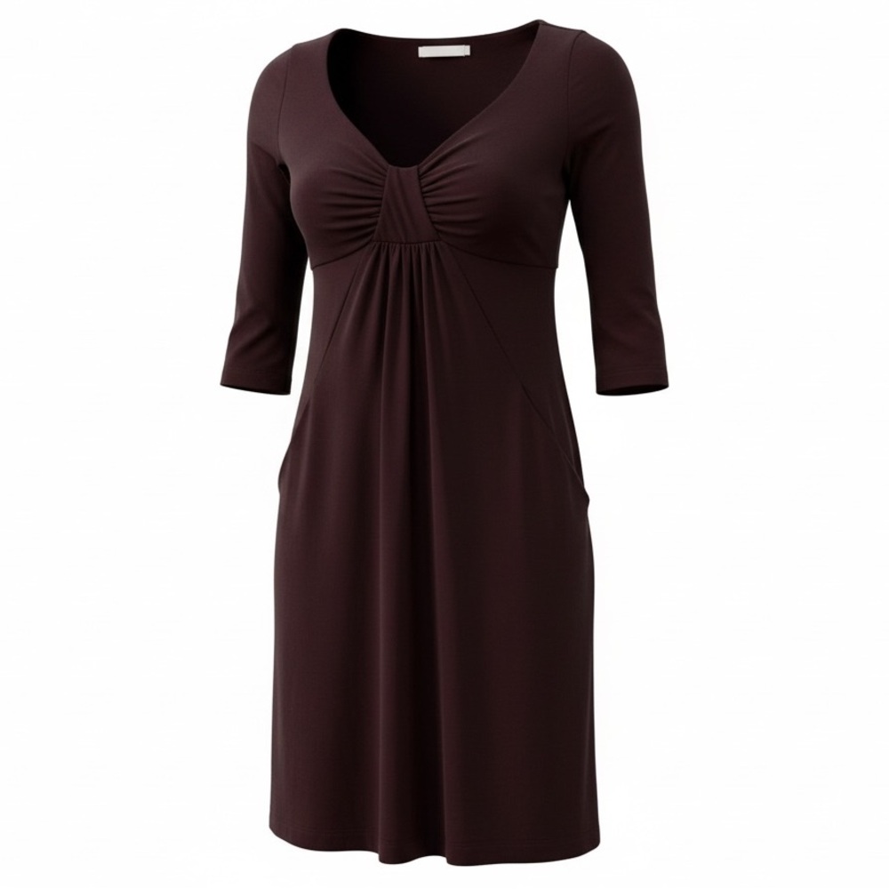 Susana Monaco 3/4 Sleeve Pocket Dress Dark Burgundy XS